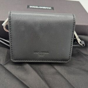 Dolce & Gabbana Black Leather Crossbody Wallet